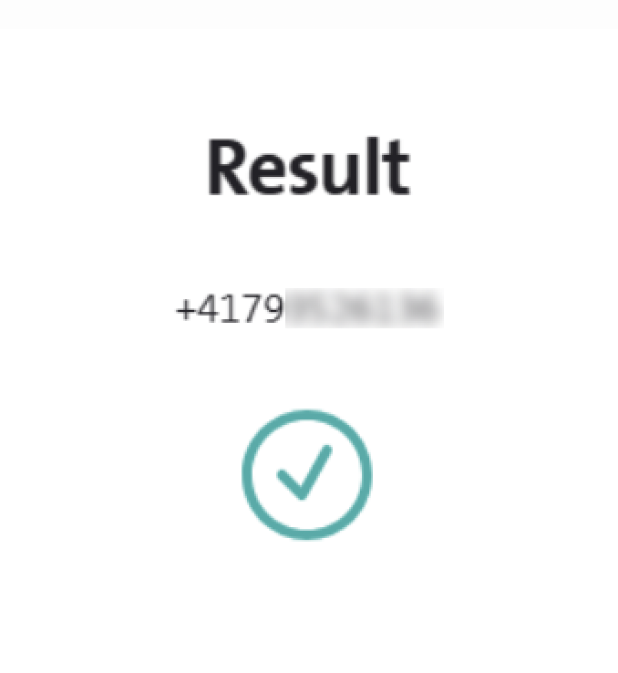 Swisscom Prüfung der Identifikation: Resultat mit grünem Häkchen